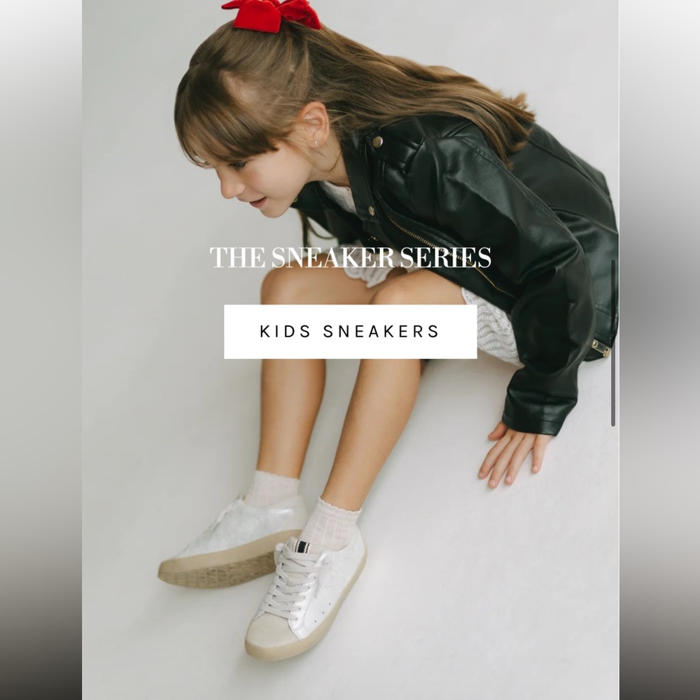 ShuShop White and Silver Kids Sneakers with Crystal Side Detail